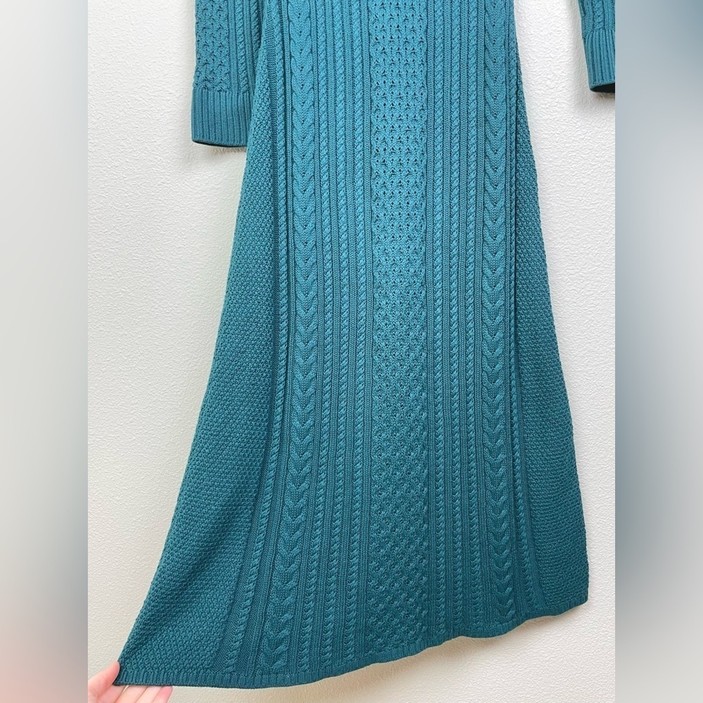 Peruvian Connection Women's Small Marina Dress in Mallard Knit Maxi Long Sleeve - Picture 14 of 16